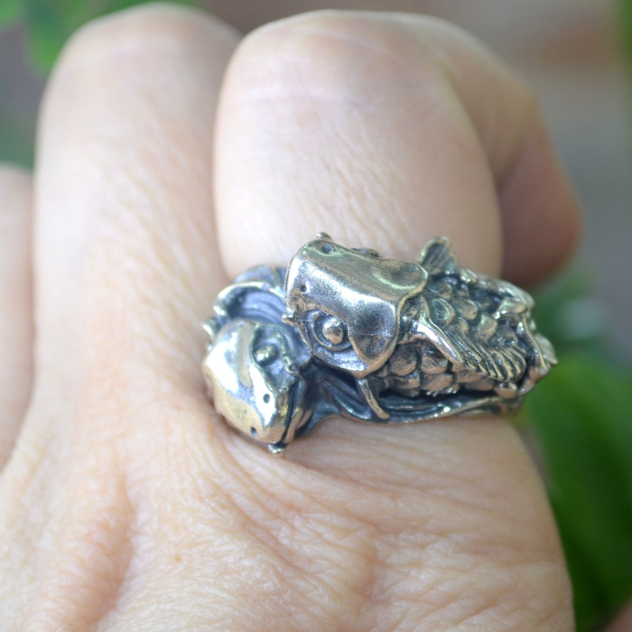 Inel argint vintage, Koi, Yin Yang japonez  A Vintage Collection [4]
