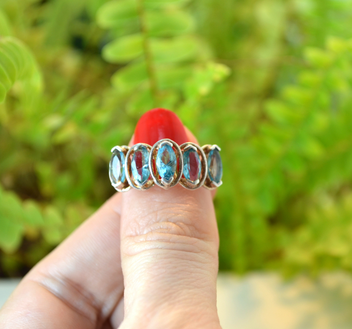 Inel argint vintage model Eternity Topaz Crystal CZ cubic zirconia [3]