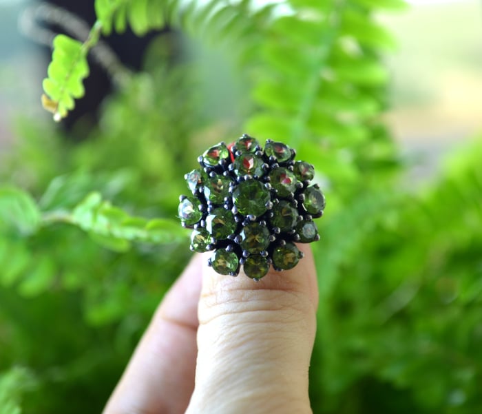 Inel argint vintage, model Flower, peridot natural [4]