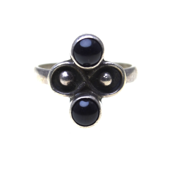 Inel argint vintage, onix negru, estetica modernista [1]