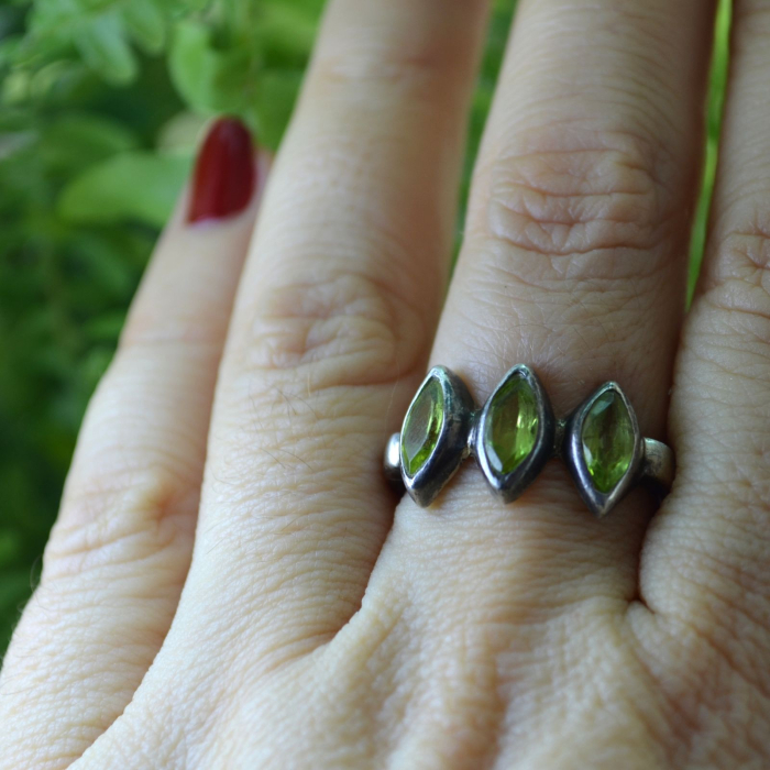 Inel argint vintage, Peridot marquise A Vintage Collection [3]