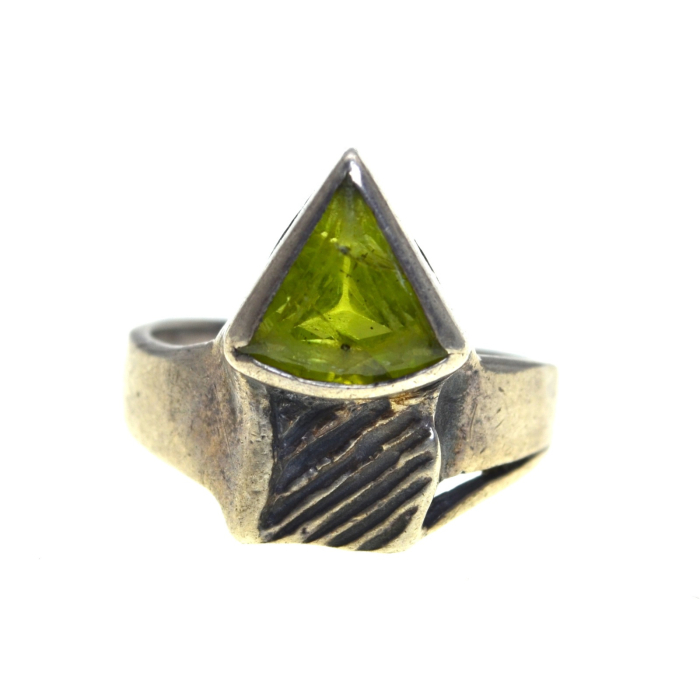 Inel argint vintage, Peridot, stil modernist [1]