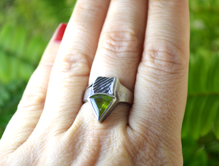 Inel argint vintage, Peridot, stil modernist [2]