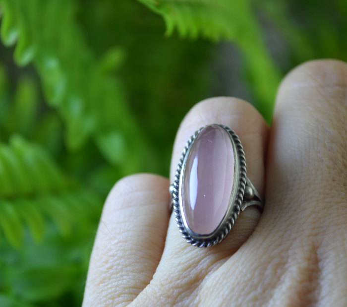 Inel argint vintage, Pink Quartz natural [2]
