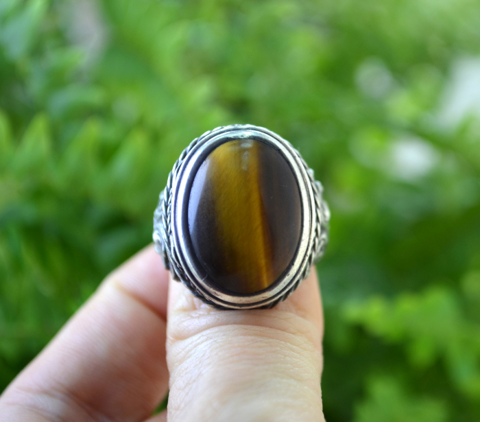 Inel argint vintage Poison Ring, Ochi de tigru [4]