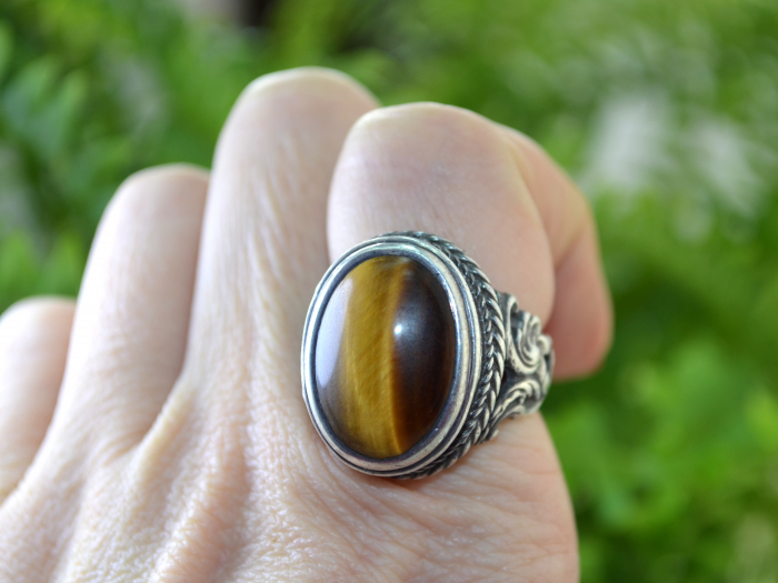 Inel argint vintage Poison Ring, Ochi de tigru [3]