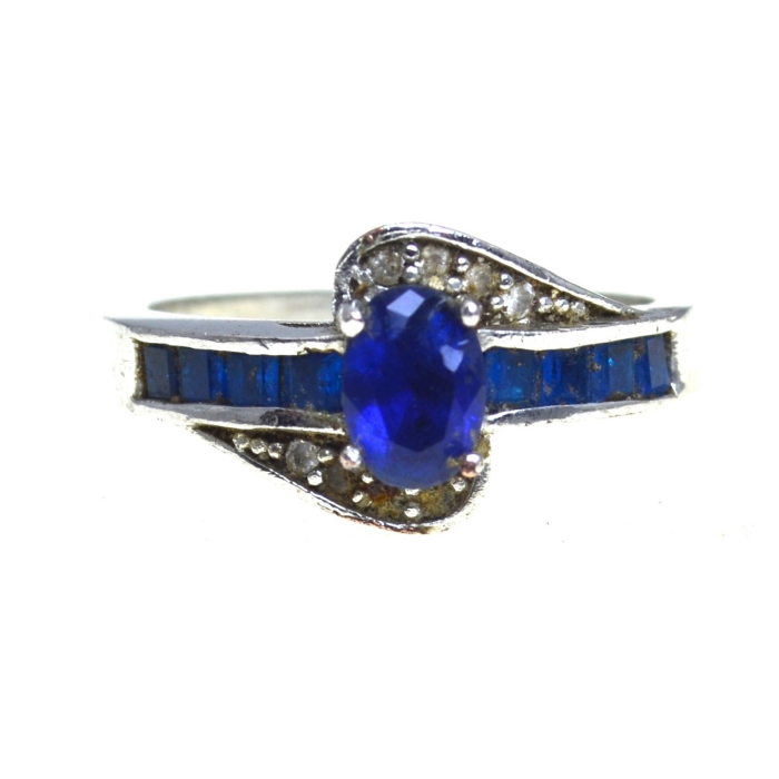 Inel argint vintage, Royal Blue Crystal [1]
