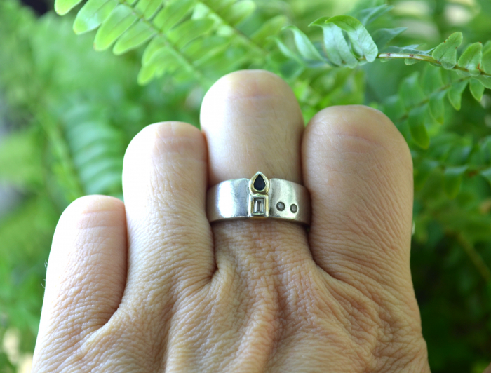 Inel argint vintage, Safir natural si Rock Crystals [3]