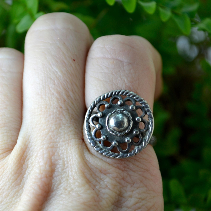 Inel argint vintage design etnic simbolistica solara [2]