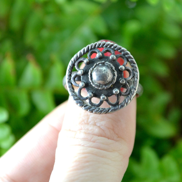 Inel argint vintage design etnic simbolistica solara [4]