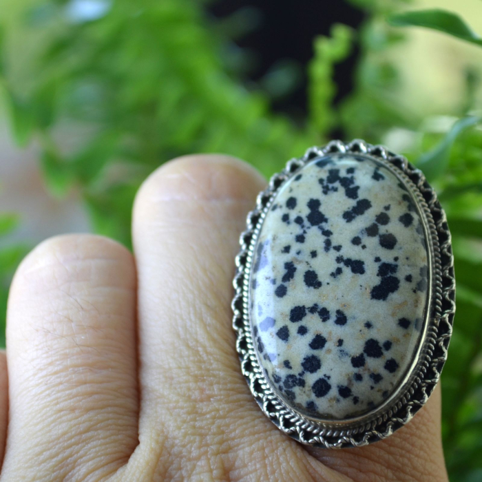 Inel argint vintage statement, Jasp Dalmatian A Vintage Collection [2]