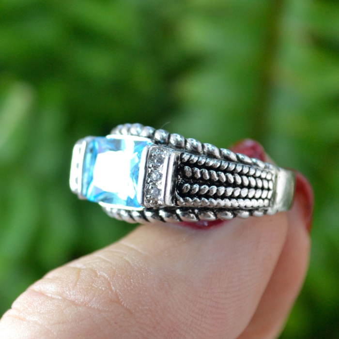 Inel argint vintage, Topaz Crystal Cubic Zirconia [2]