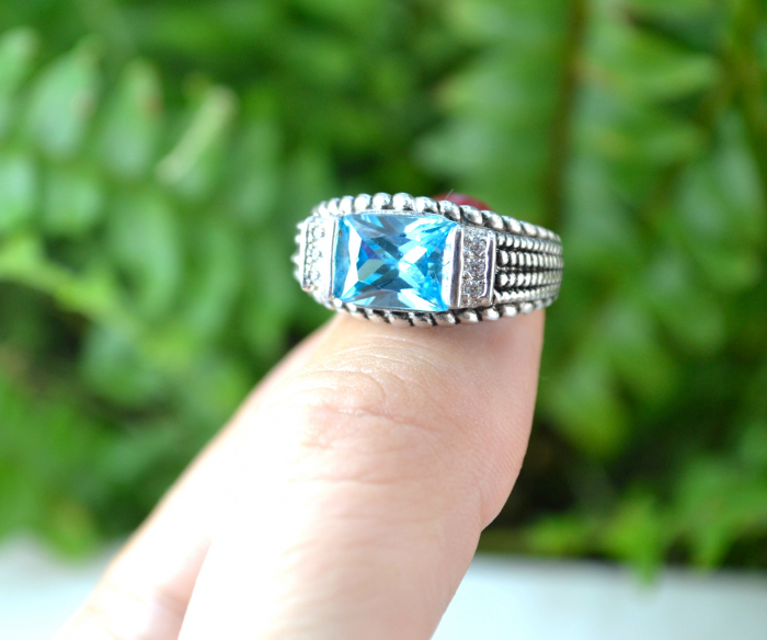 Inel argint vintage, Topaz Crystal Cubic Zirconia [4]