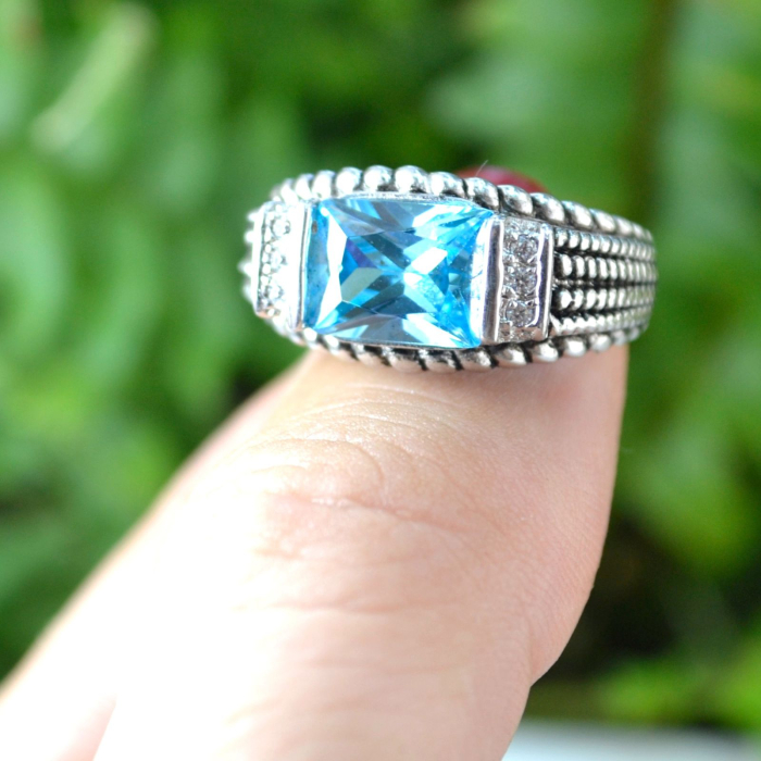 Inel argint vintage, Topaz Crystal Cubic Zirconia [4]