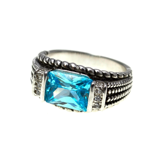 Inel argint vintage, Topaz Crystal Cubic Zirconia [1]
