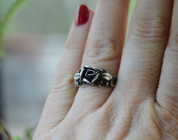 Inel argint vintage trandafir Biedermeier, semnat Teka A Vintage Collection [2]