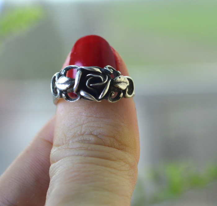 Inel argint vintage trandafir Biedermeier, semnat Teka A Vintage Collection [4]