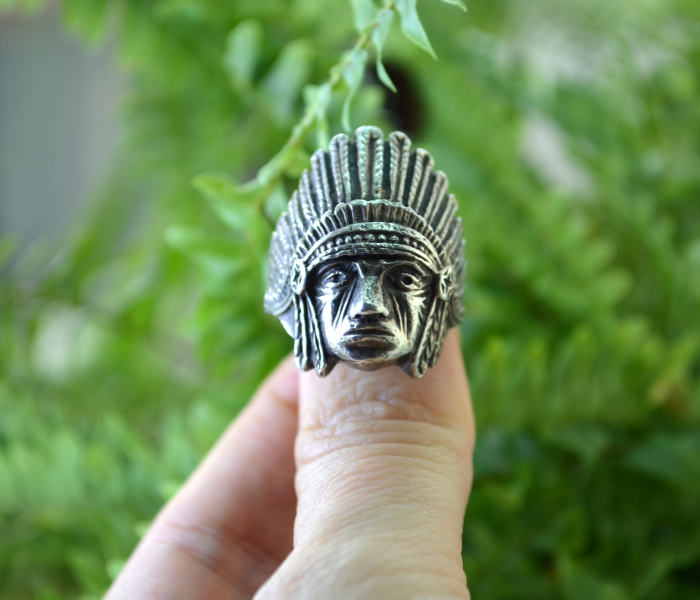 Inel din argint masiv, model Cap de sef Navajo [4]