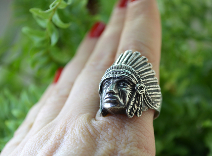 Inel din argint masiv, model Cap de sef Navajo [2]