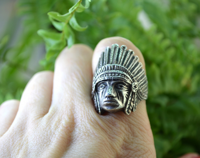 Inel din argint masiv, model Cap de sef Navajo [3]