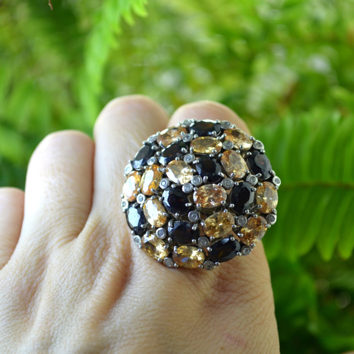 Inel din argint vintage statement, Cristale Cubic Zirconia [2]