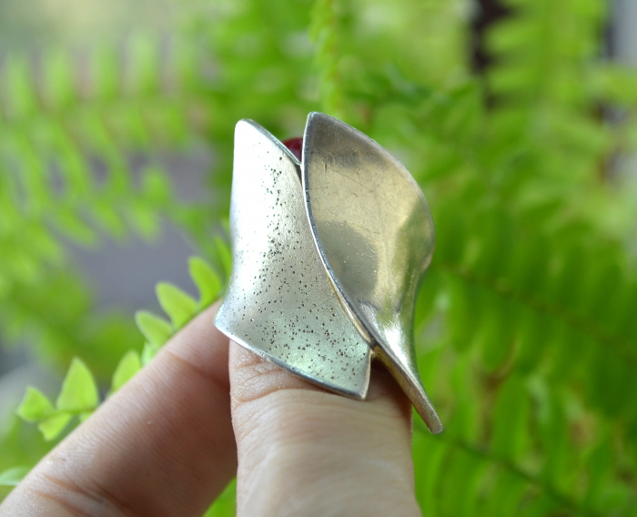 Inel statement argint usor aurit vintage modernist [4]