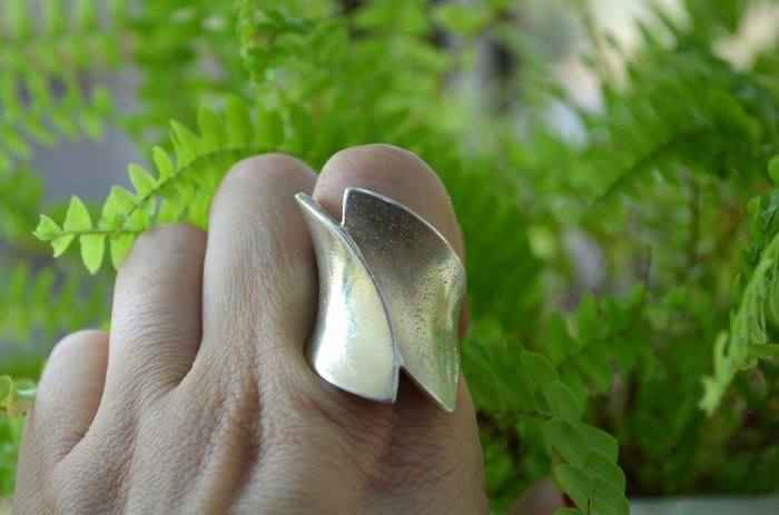 Inel statement argint usor aurit vintage modernist [2]