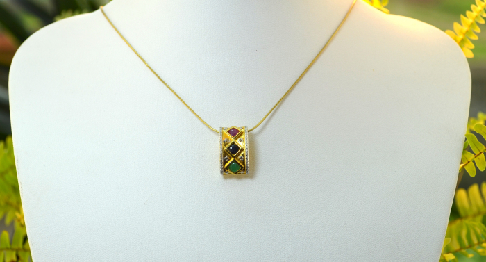 Lant argint aurit pandant argint vermeil rubin safir smarald natural [4]