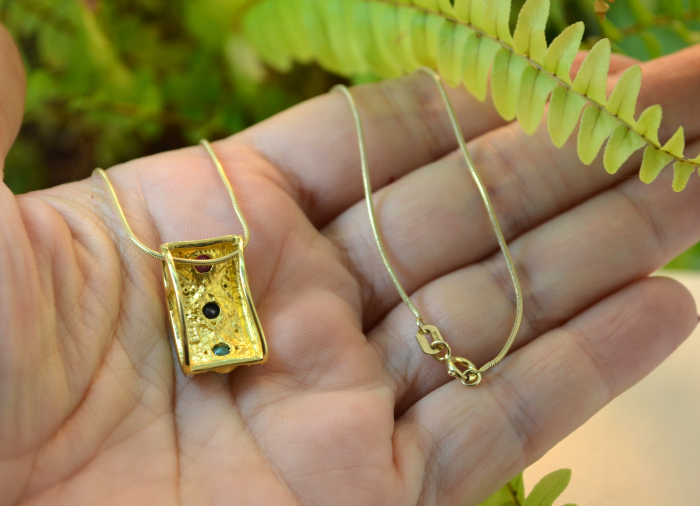 Lant argint aurit pandant argint vermeil rubin safir smarald natural [3]