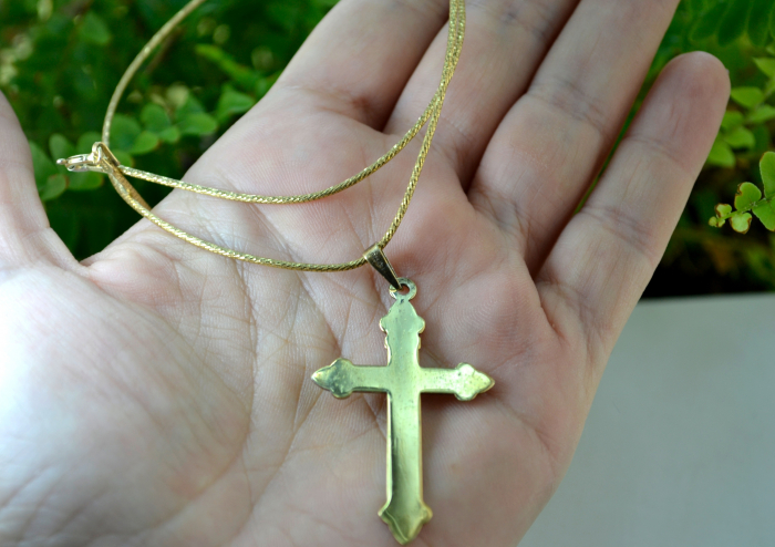 Lant argint aurit Rope cu pandant cruce argint aurit vermeil art Nouveau [4]