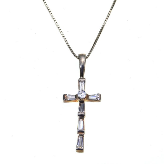 Lant argint cruce argint, cristale CZ Baguette [1]