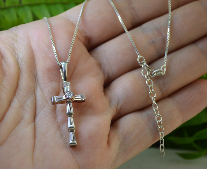 Lant argint cruce argint, cristale CZ Baguette [2]