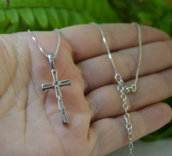 Lant argint cruce argint, cristale CZ Baguette [3]