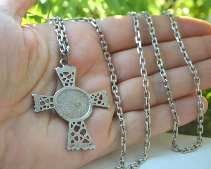 Lant argint cruce argint masiv vintage, semnata Sacchetti [3]