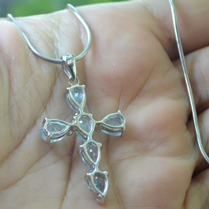 Lant argint cruce Blue Sky Topaz A Vintage Collection [3]