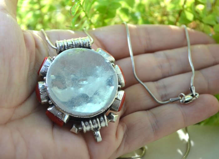 Lant argint cu pandant argint masiv etnic, amuleta-cutiuta tibetana Ghau [3]