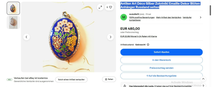 Lant argint cu medalion rusesc vechi, model Zolotniki [5]