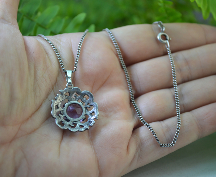 Lant argint cu pandant ametist Art Nouveau [3]