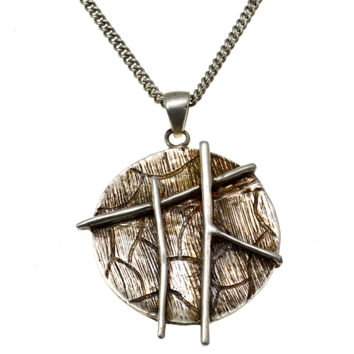 Lant argint vintage pandant argint design modernist brutalist scandinav [1]