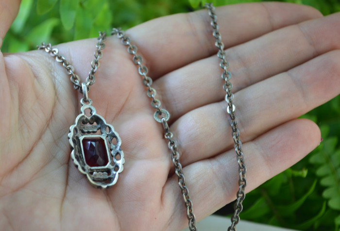 Lant argint cu pandant argint interbelic, Bohemian Crystal [3]