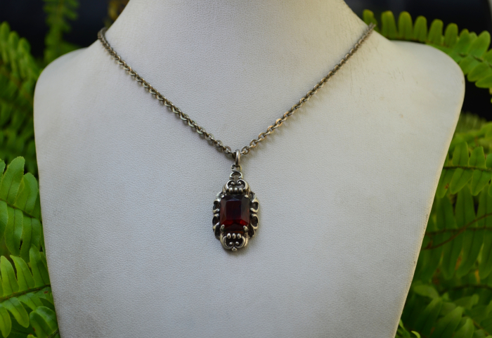 Lant argint cu pandant argint interbelic, Bohemian Crystal [4]