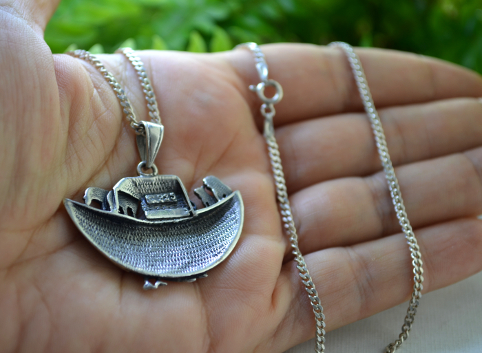 Lant argint cu pandant argint vintage Arca lui Noe [2]