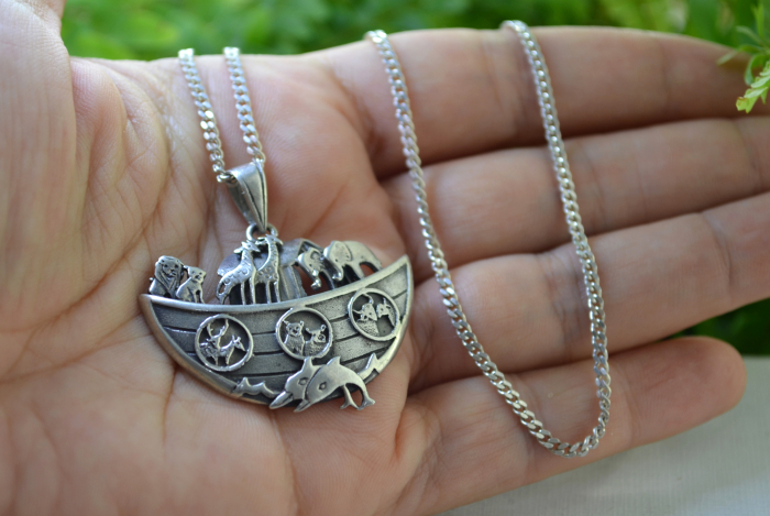 Lant argint cu pandant argint vintage Arca lui Noe [4]