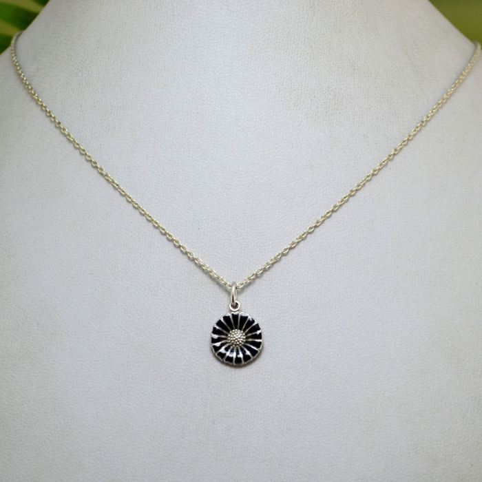 Lant argint cu pandant Georg Jensen email negru model Daisy [4]