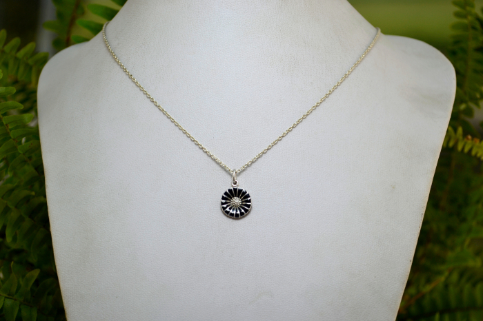 Lant argint cu pandant Georg Jensen email negru model Daisy [4]