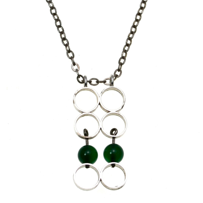 Lant argint cu pandant Mid-Century decorat Green Glass atelier german [1]