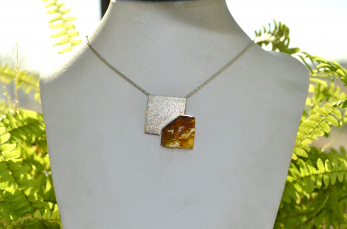 lant argint pandantiv argint chihlimbar natural [4]