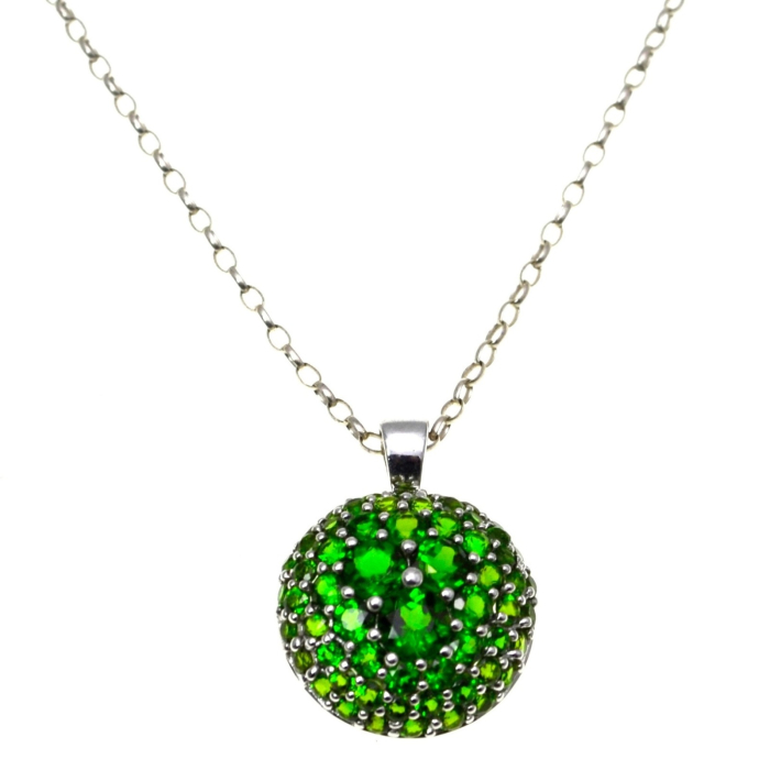 Lant argint pandantiv argint cristale verzi Green Cubic Zirconia contemporan [1]