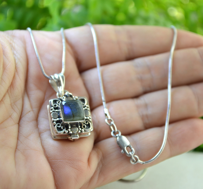 Lant argint cu pandantiv argint Foto-locket, Labradorit [2]