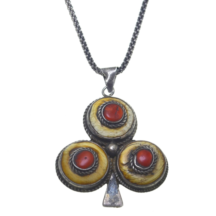 Lant argint cu trifoi oriental vintage, coral rosu A Vintage Collection [1]